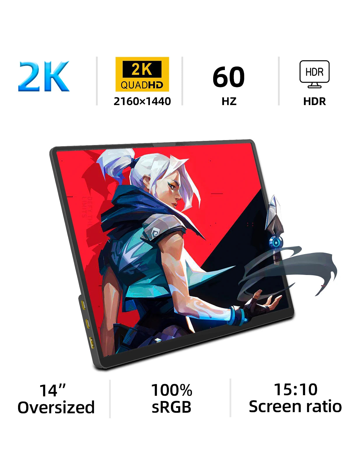 14" 2K Portable Touchscreen Monitor with HDR, Type-C & Mini HDMI