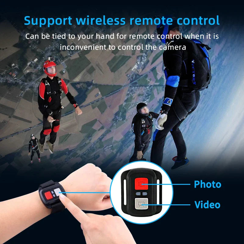 5K Action Camera with Dual Screen, Waterproof 30m & Remote AT-M40R -A - No card