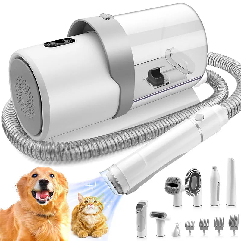 7-in-1 White Pet Grooming Kit with Low Noise Vacuum