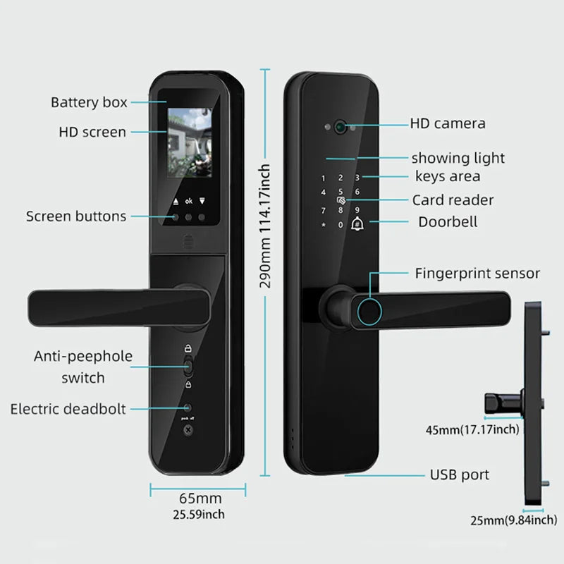 Electronic Smart Door Lock with Biometric, Camera, and App Control