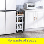 3-Tier Carbon Steel Movable Storage Trolley with Handle Heavy Duty Utility Cart for Home & Office
