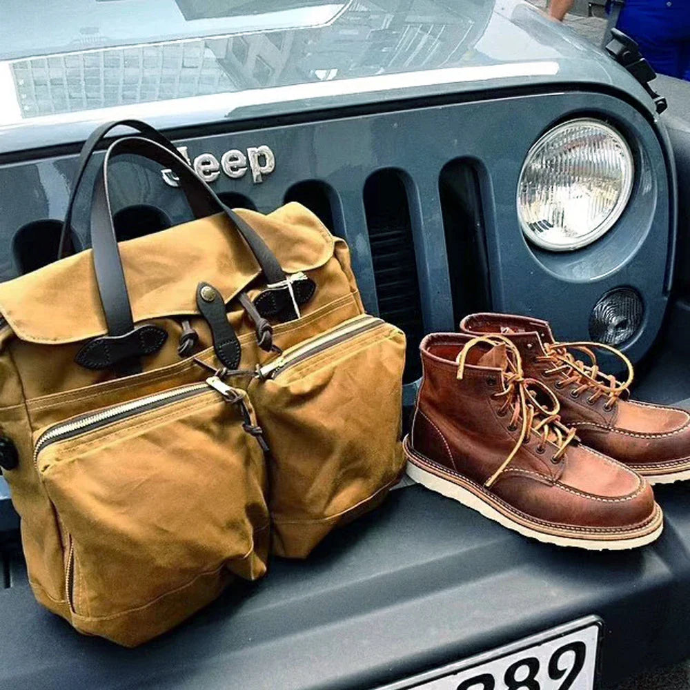 Retro Canvas Travel Bag 40x32x9cm with Zipper Closure