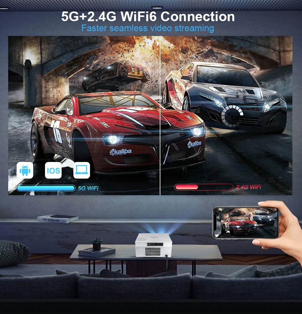 Portable 2K LED Projector for Home & Outdoor Use