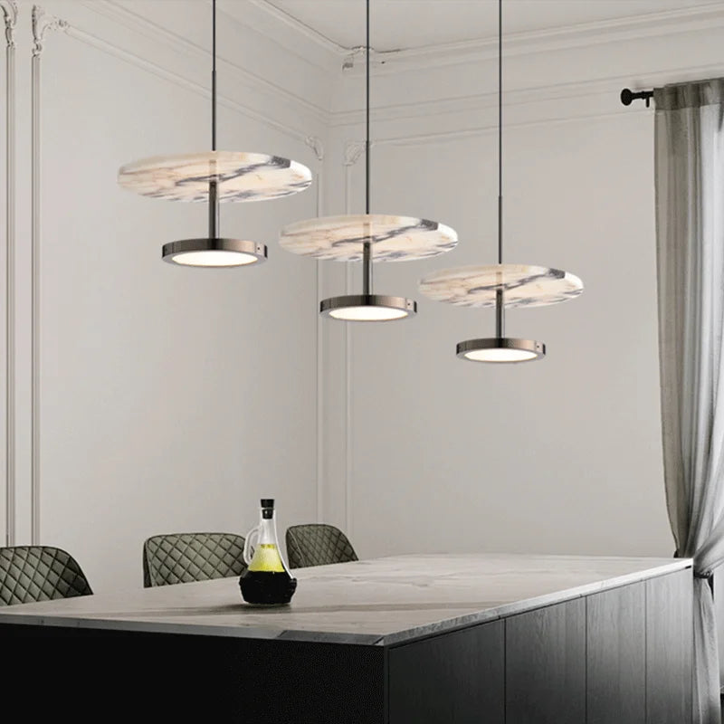 Modern Round Stone LED Pendant Lamp for Bedroom
