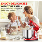 Red 1200W Kitchen Stand Mixer 6L, 6-Speed, Quiet Motor