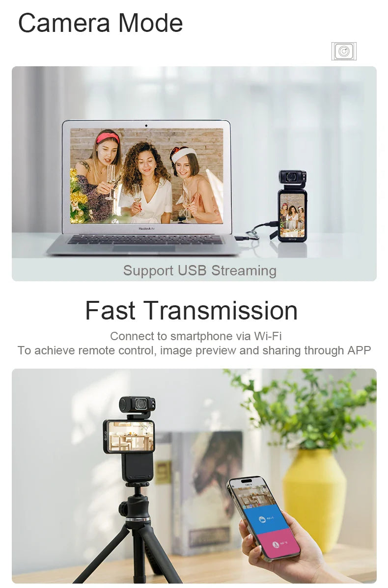 Rechargeable 5K Travel Vlogging Camera with Big LCD Display