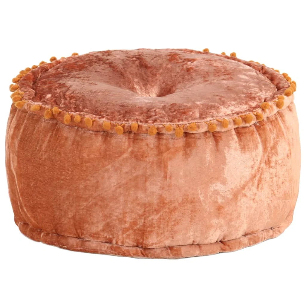 Compact Velvet Ottoman 40cm – Rust-Coloured Footstool for Living Room