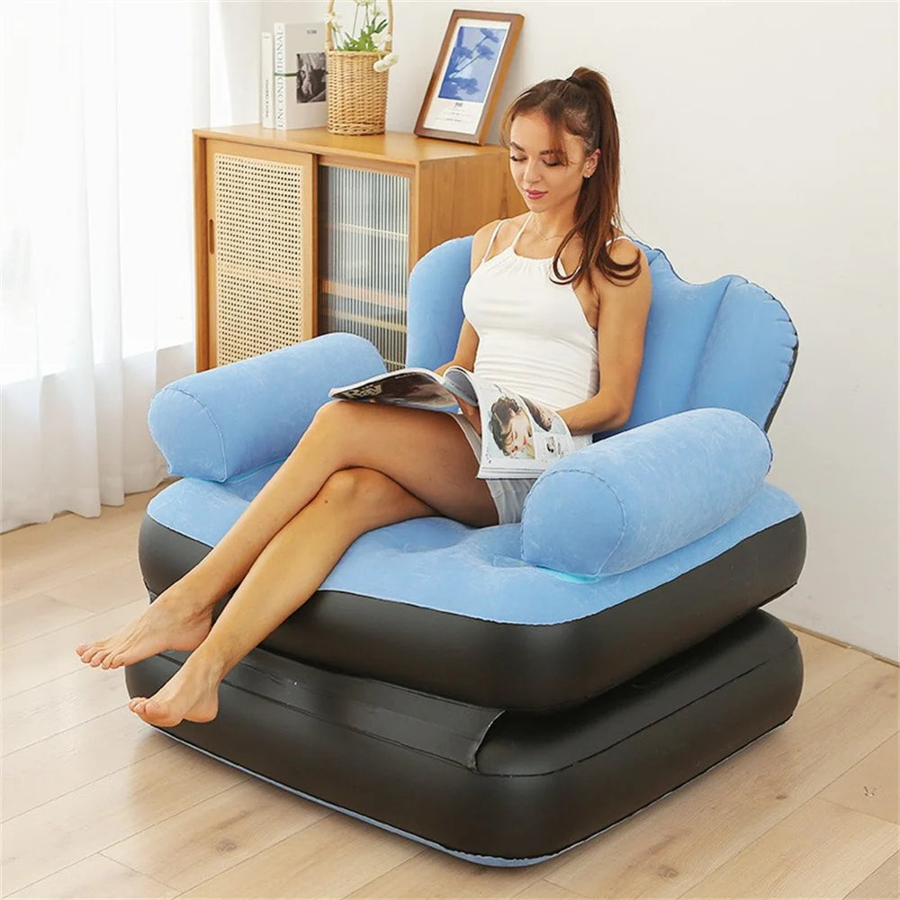Portable Inflatable Lounge Chair with Air Pump Indoor & Outdoor Travel Sofa