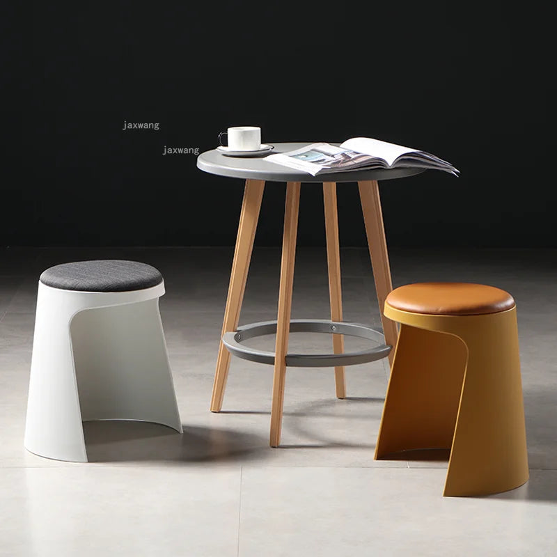 Modern Plastic Stackable Stool 36x42cm Minimalist Footrest for Living Room, Bedroom or Office