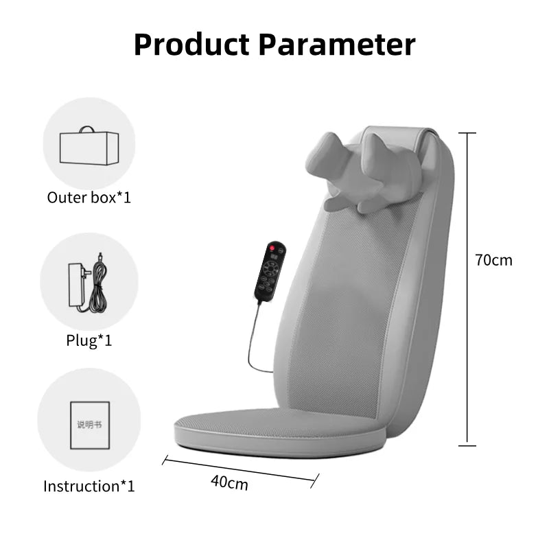 Vibrating Massage Chair Cushion with Shiatsu Kneading and Heat for Home and Office