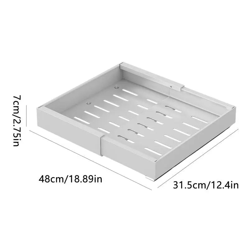 Pull-Out Kitchen Drawer Organizer Carbon Steel No Drill 48cm