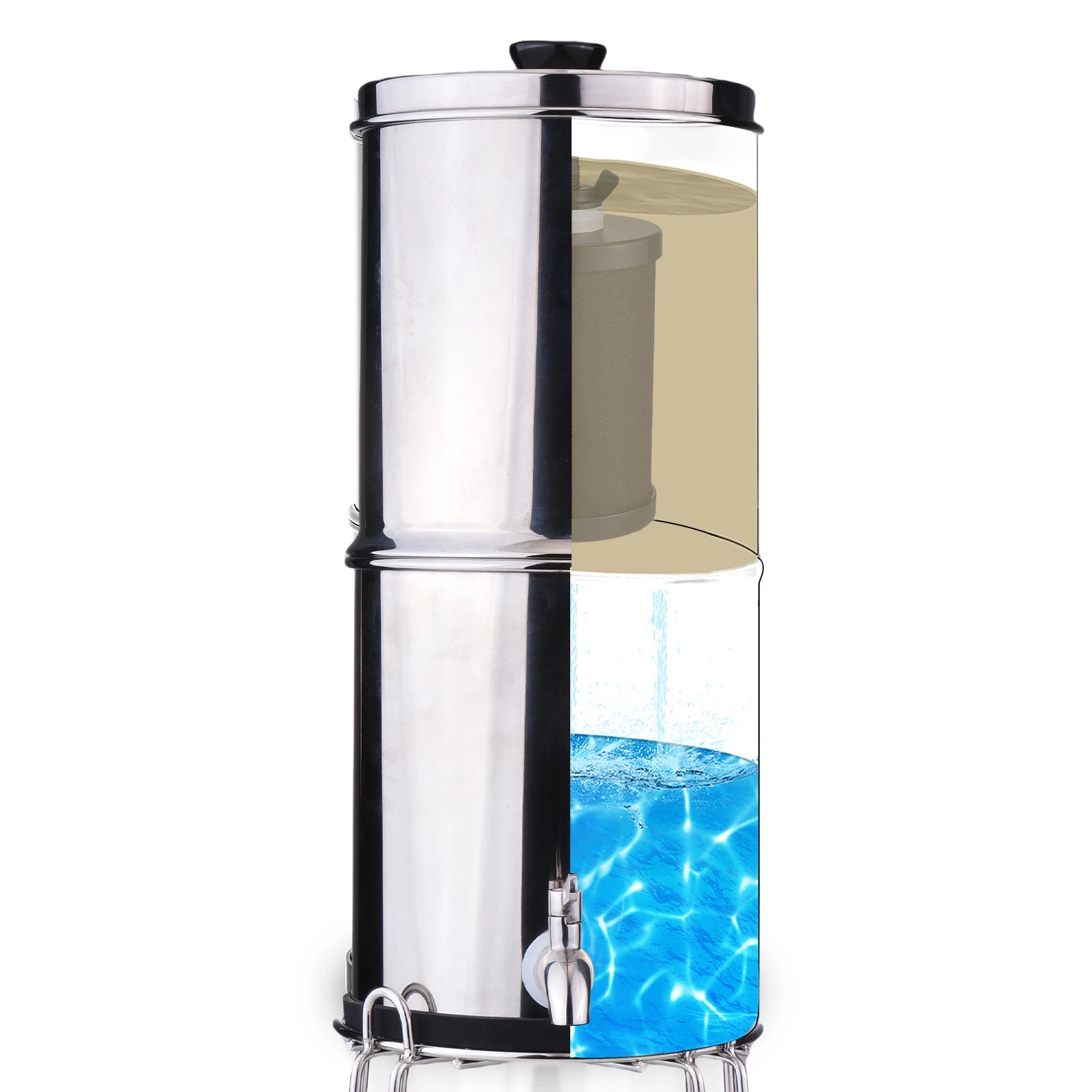 Portable 1 Gallon Stainless Steel Water Purifier for Home, Camping & Emergency Use