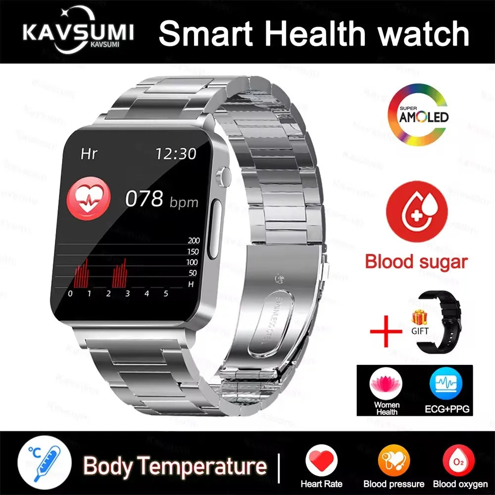 1.72" AMOLED Smartwatch with ECG and Blood Sugar Monitor