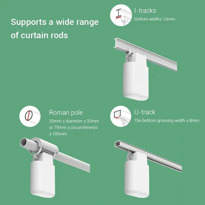 2-Pack Smart Electric Curtain Motors – Track Compatible, App Control, 6400mAh Battery