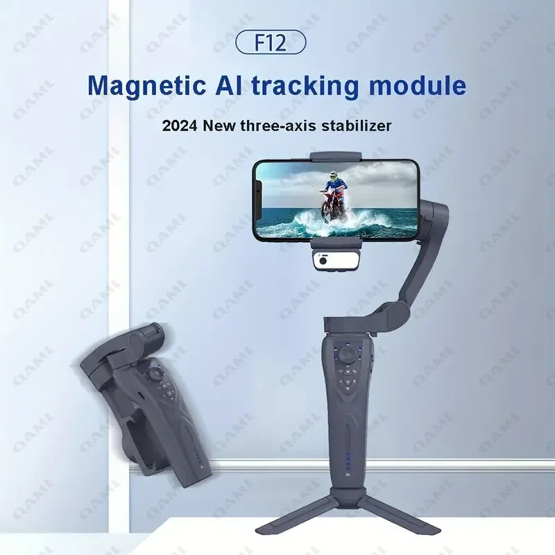3-Axis Smartphone Gimbal with AI Face Tracking & Fill Light