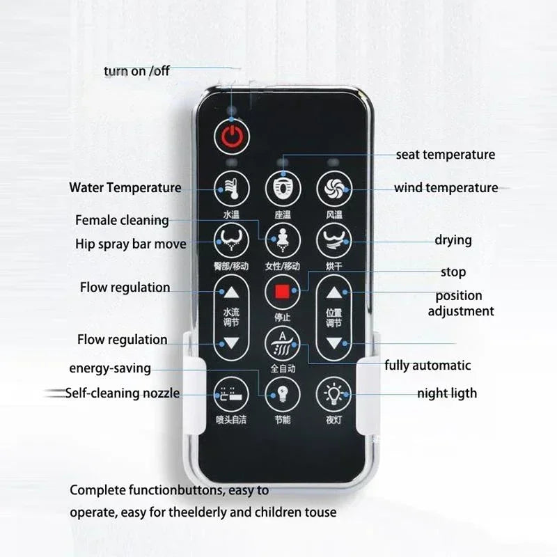 Smart Electronic Toilet Lid with Remote, Dryer, and Seat Warmer