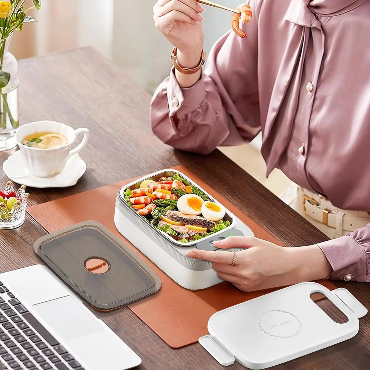Rechargeable Heated Lunch Box 1L , 14000mAh Portable Food Warmer for Car, Picnic & Outdoor Use