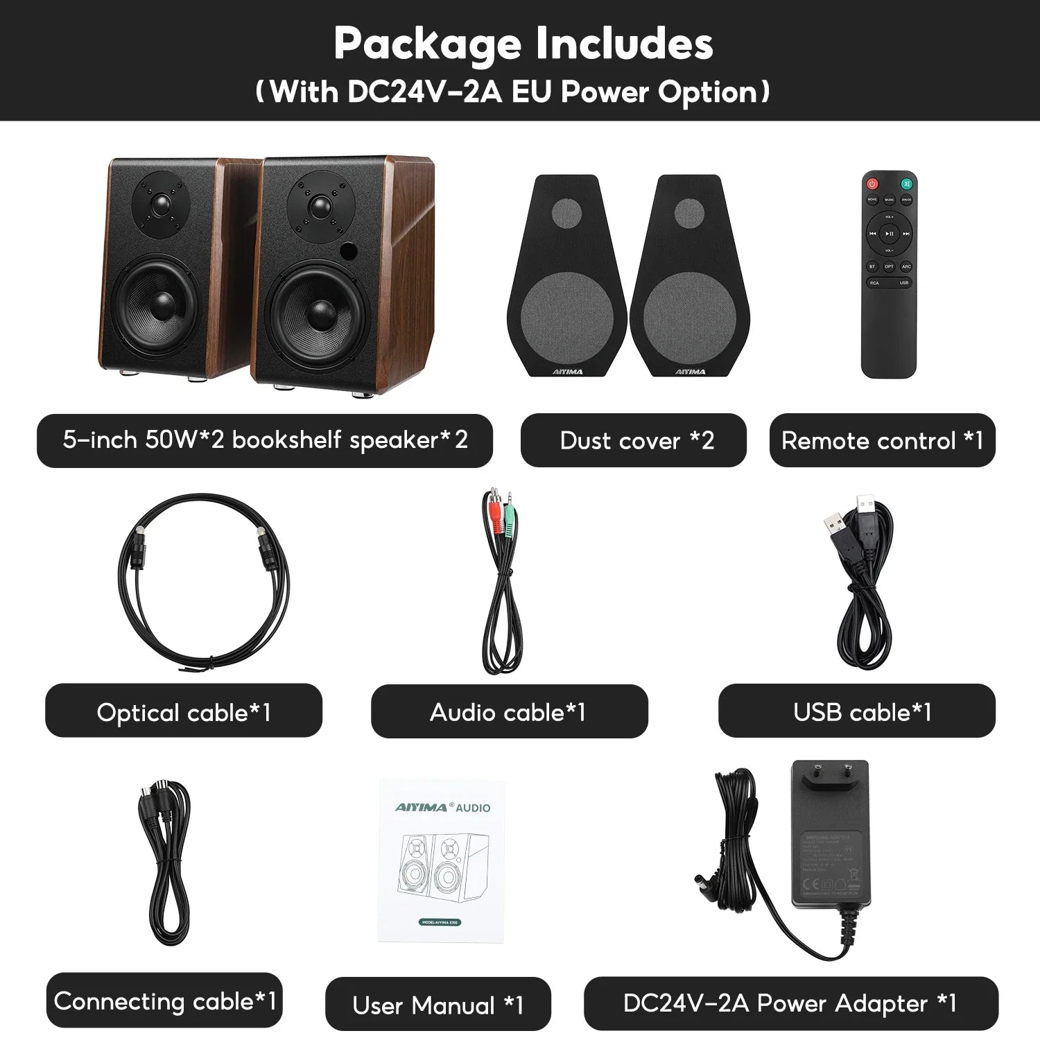 120W Bluetooth Bookshelf Speakers with Subwoofer Output