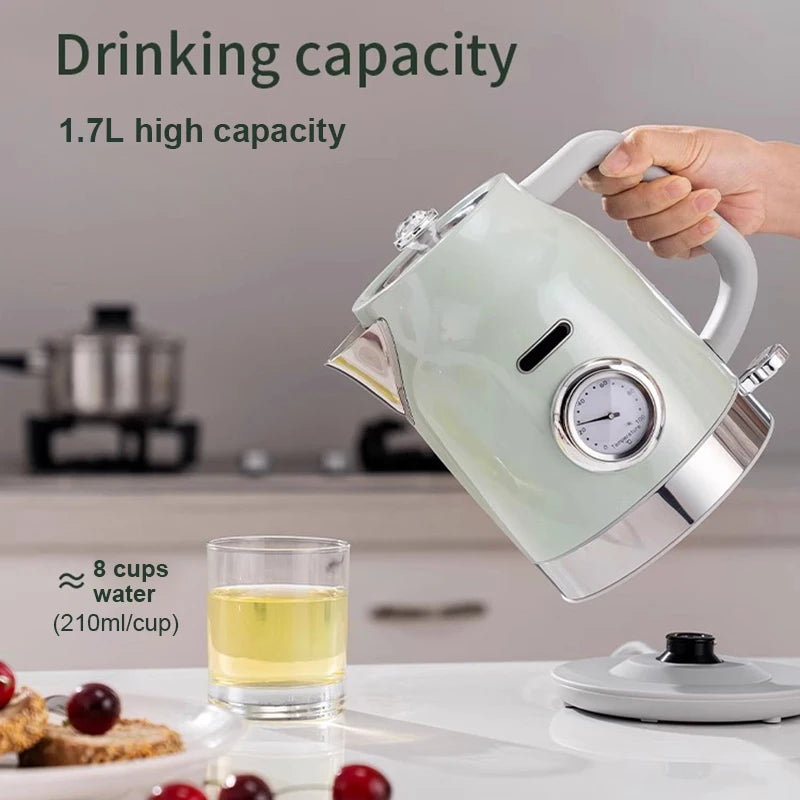 1.5L Black Stainless Steel Electric Kettle with Temperature Display & LED Light