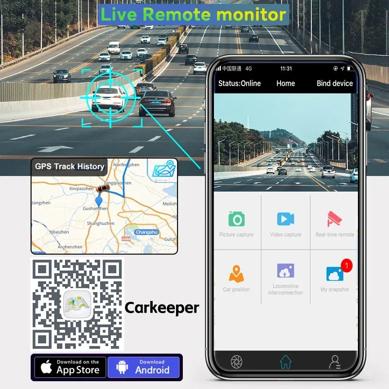 1080p Dual Dash Camera with GPS, 4G, 12 inch Touch Display