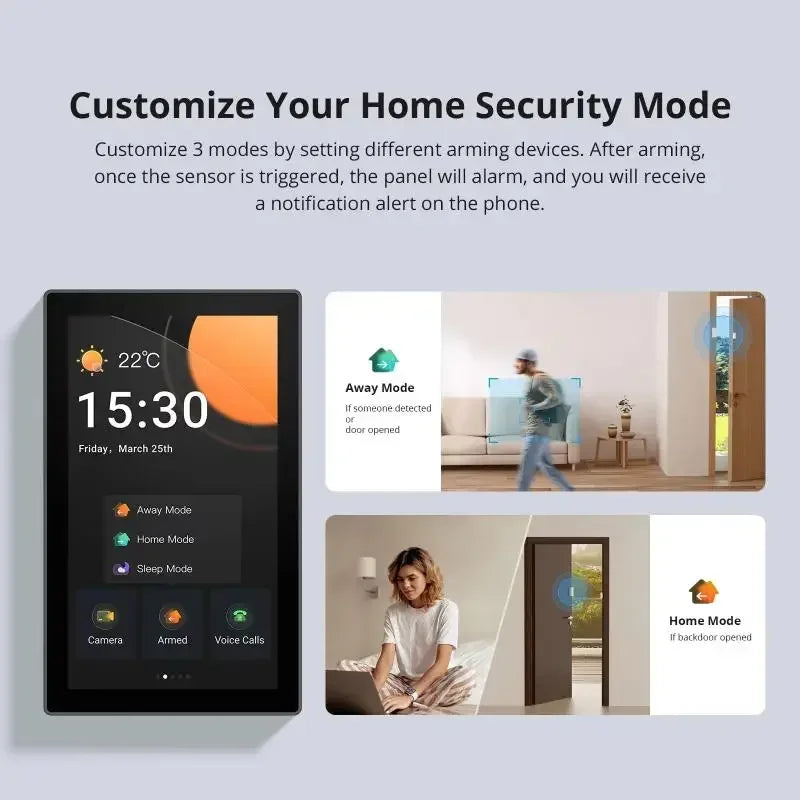 Smart Home Control Panel with Zigbee Hub and Camera View