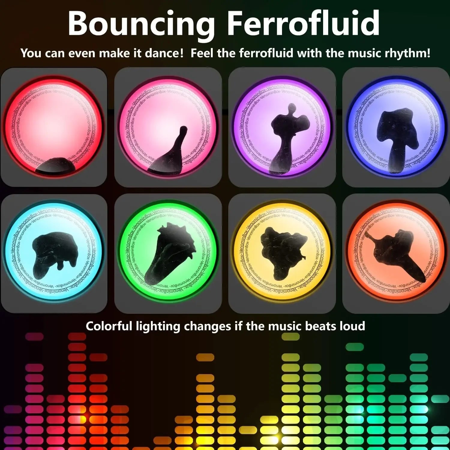 Portable Sound-Responsive Ferrofluid Lamp Colour Changing Magnetic Liquid Light for Desk or Bedroom