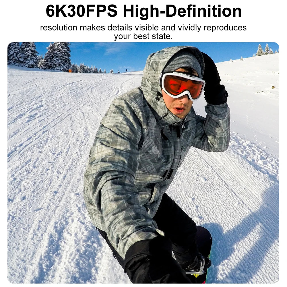 Waterproof 6K Sports Camera with Touchscreen, WiFi & Electronic Stabilization