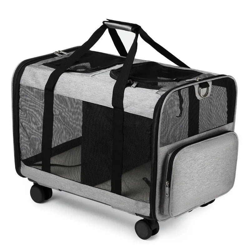 Travel Pet Trolley Bag for Small Animals – Foldable & Breathable
