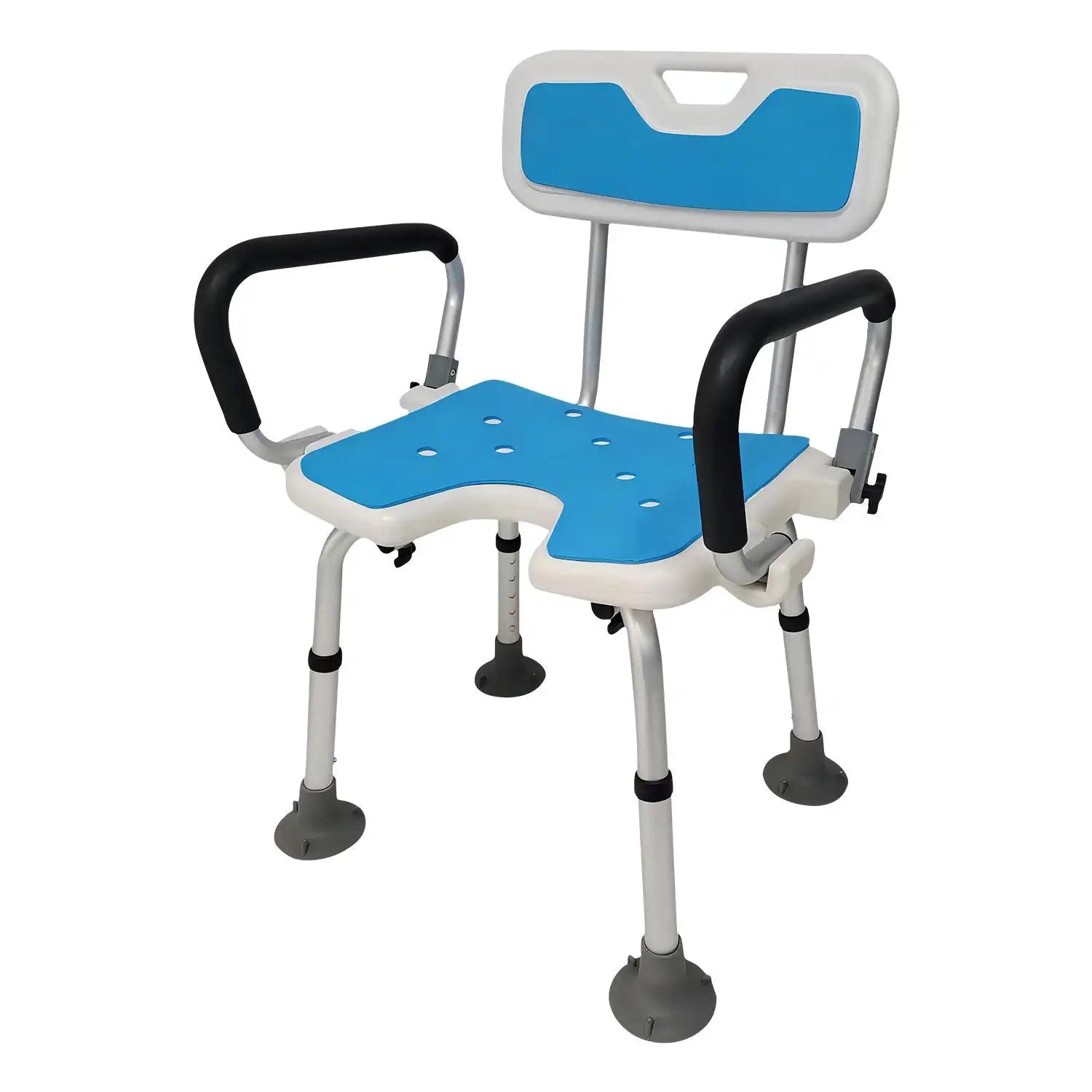Height Adjustable Shower Seat with Armrests – Lightweight Aluminium Bath Stool