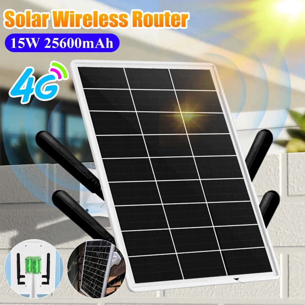 Portable 4G LTE Solar WiFi Router with 25600mAh Battery & SIM Slot Waterproof Outdoor Hotspot