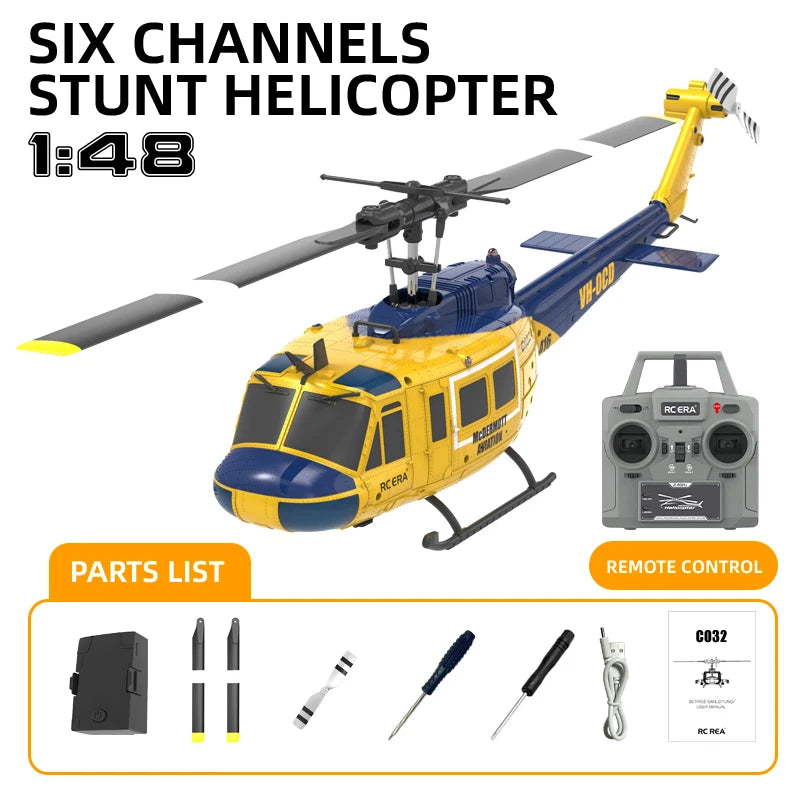 Brushless Yellow RTF RC Helicopter with 6-Axis Gyro & 200m Range Indoor/Outdoor Stunt Ready