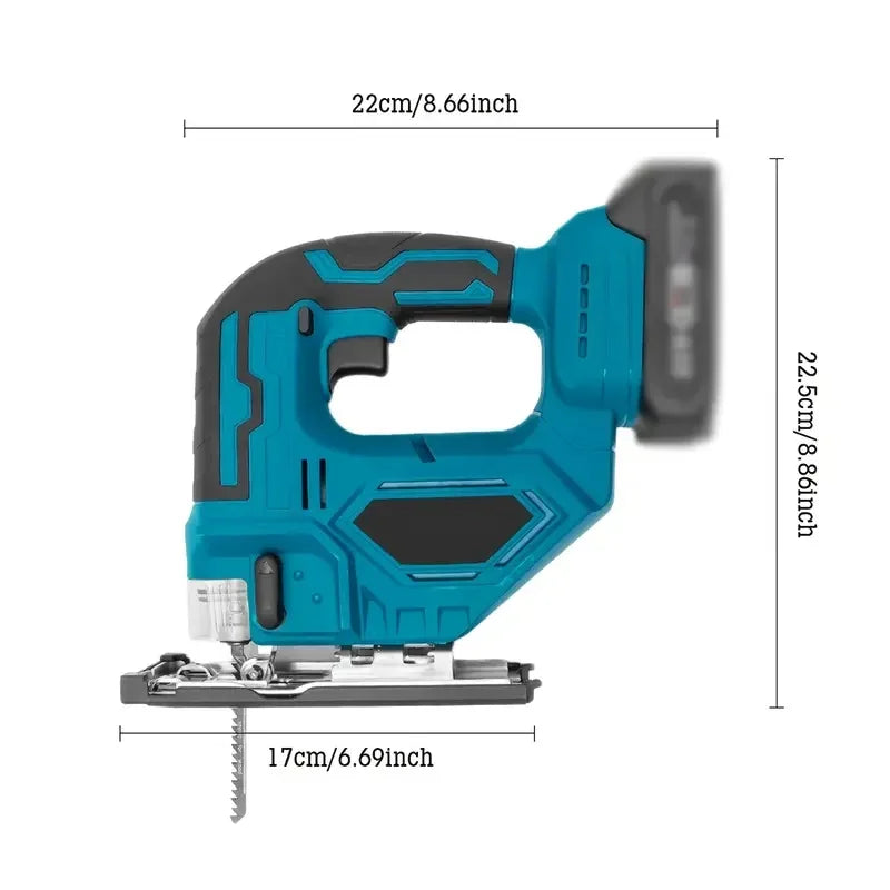 18V Cordless Curved Jigsaw – 3000RPM, Adjustable Bevel Cutting, Compatible with Makita Batteries