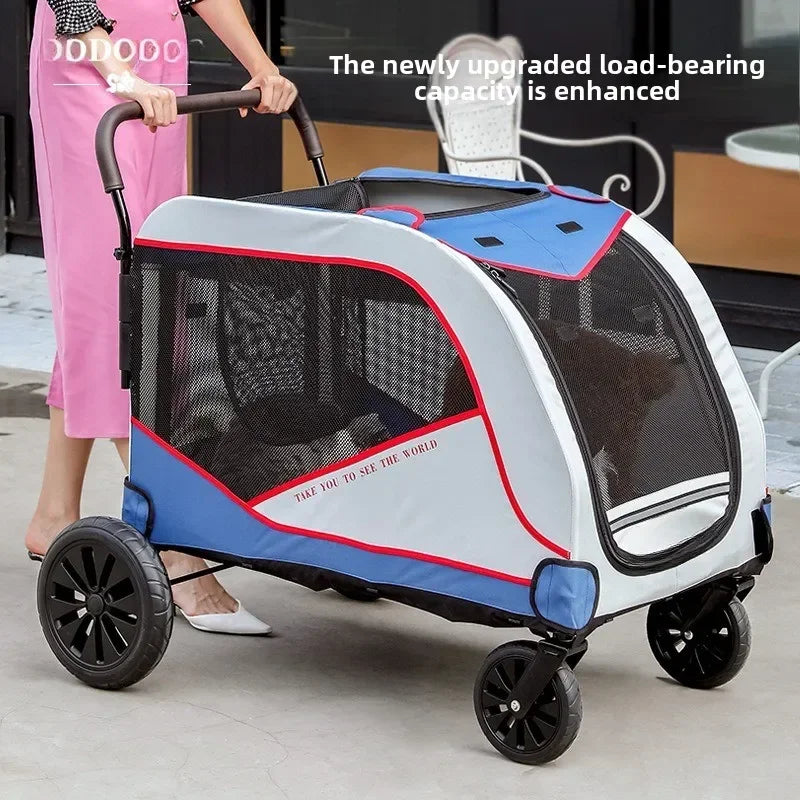 Portable 4-Wheel Pet Stroller & Travel Carrier for Dogs and Cats Foldable, Breathable, Heavy Duty