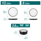 18-Piece Ceramic Dinnerware Set Black & White Plates and Bowls for 6 People