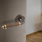 Brass Bathroom Lock Handle, Striped Design, No Ring