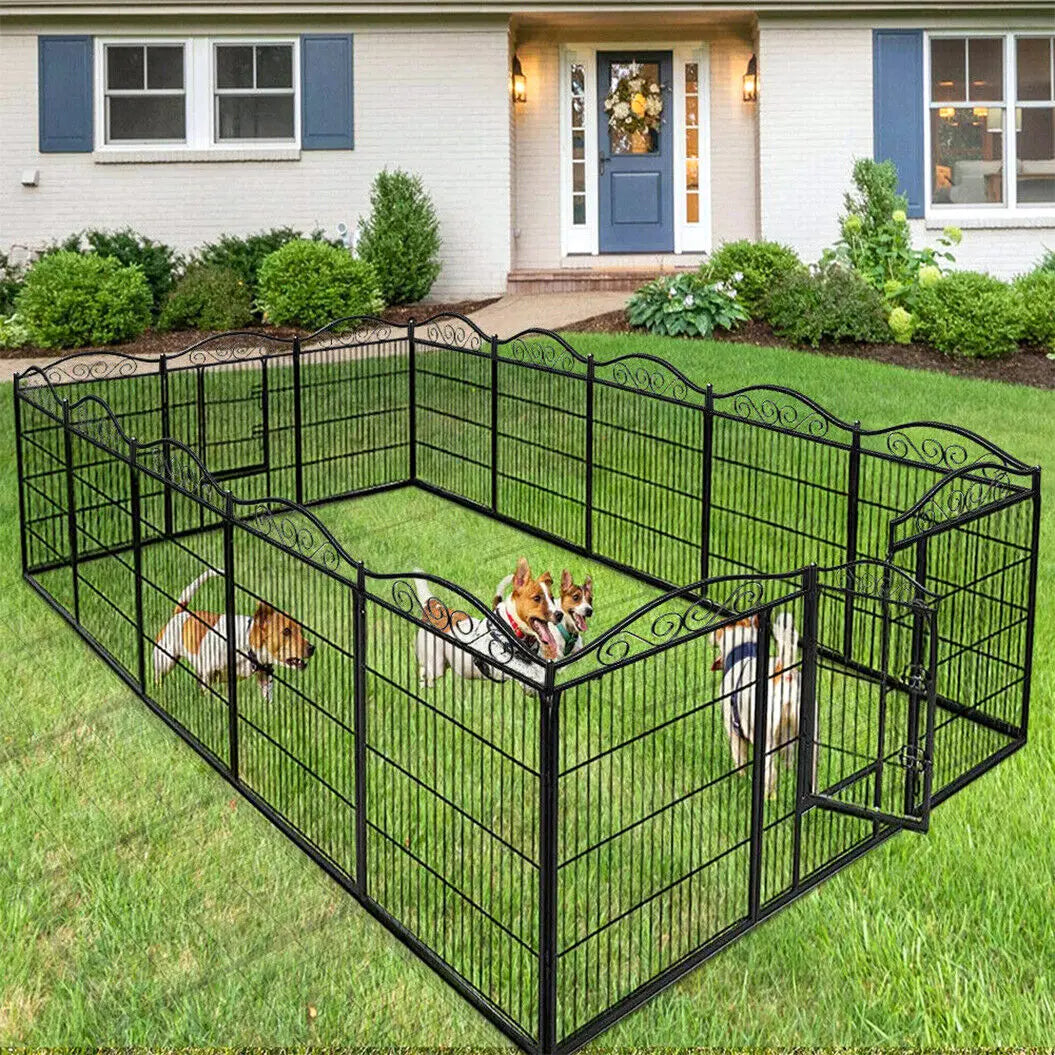 Portable 8-Panel Dog Playpen with Lockable Gate for Indoor and Outdoor Spaces Black