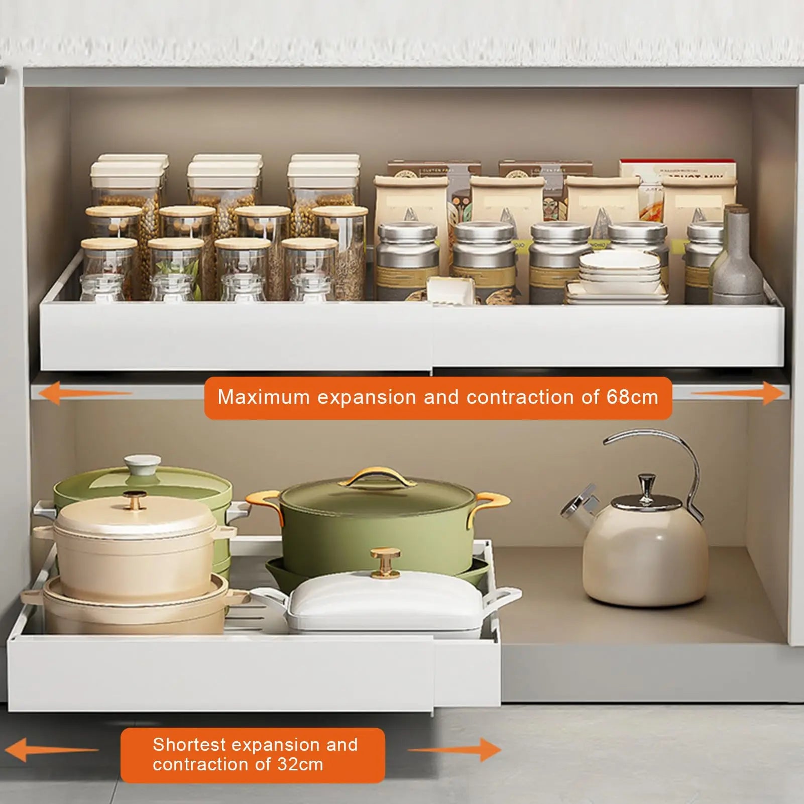 Sliding Roll-Out Shelf for Kitchen and Home Storage