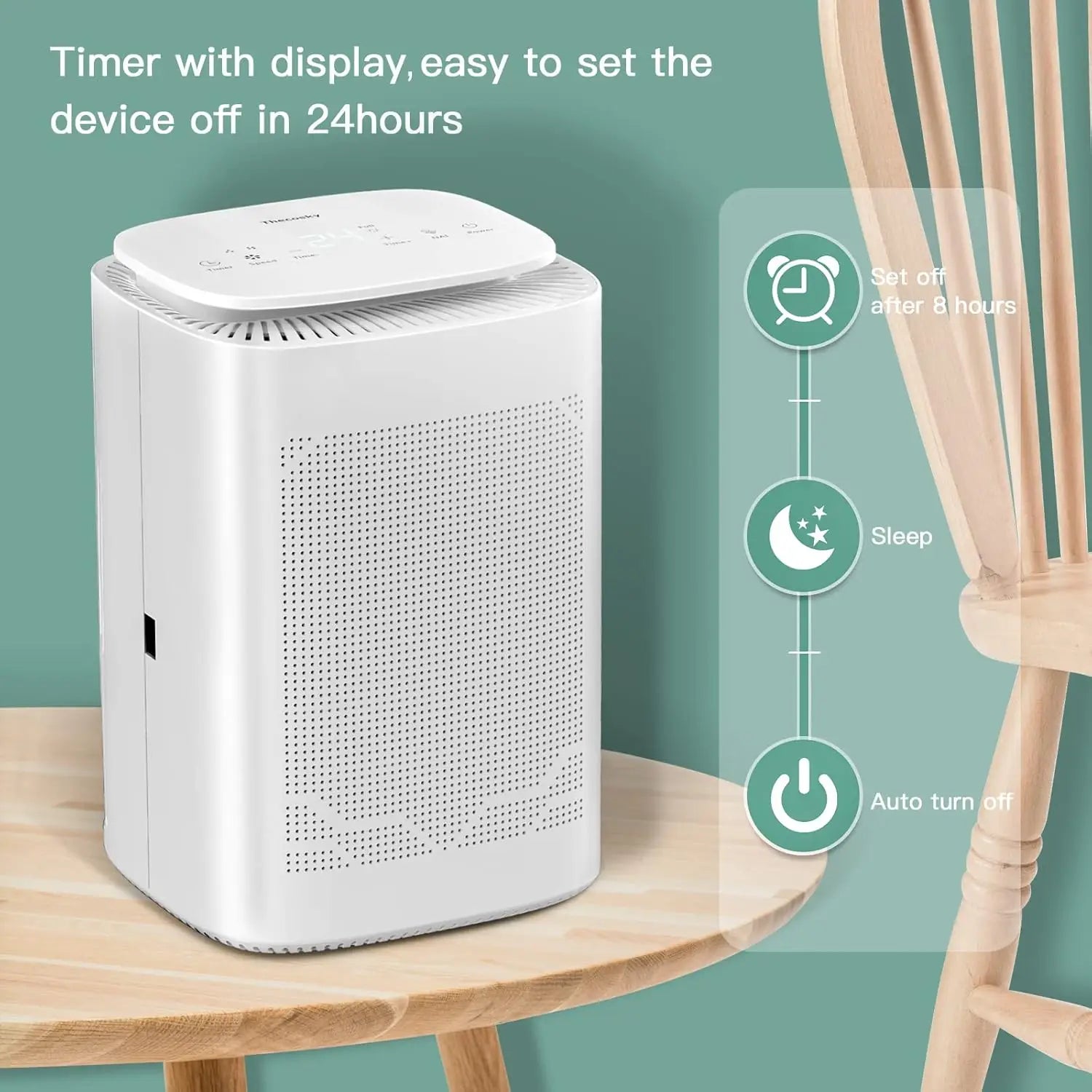 2-in-1 Dehumidifier & Air Purifier with HEPA Filter, Ionizer & Drain Hose