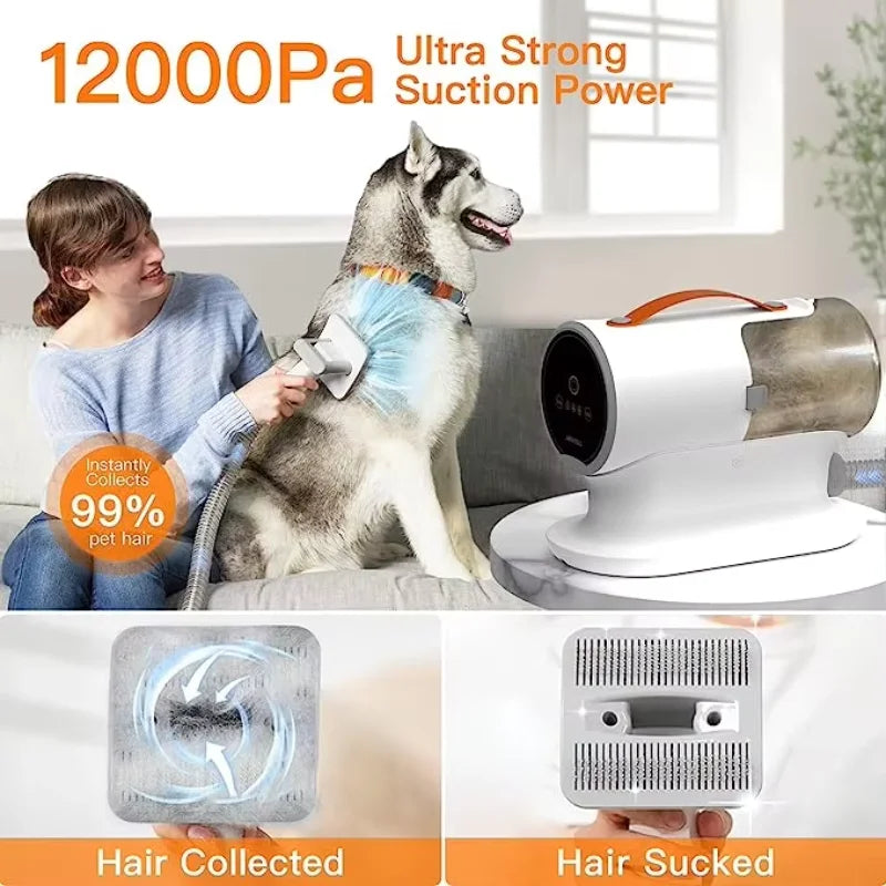 5-in-1 Pet Grooming Vacuum Kit with 12000Pa Suction