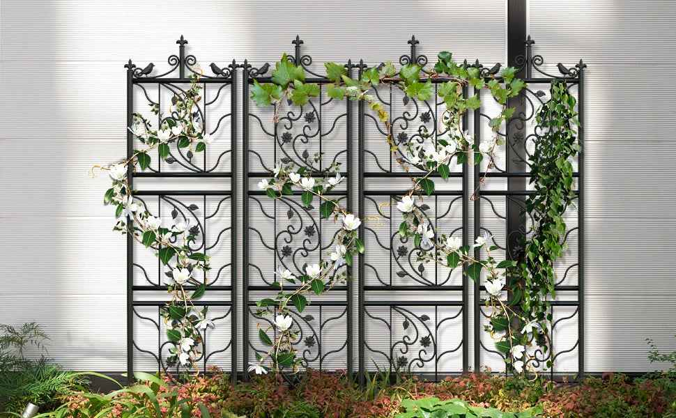 Tall Outdoor Garden Trellis Fence for Climbing Plants – Set of 6 Panels