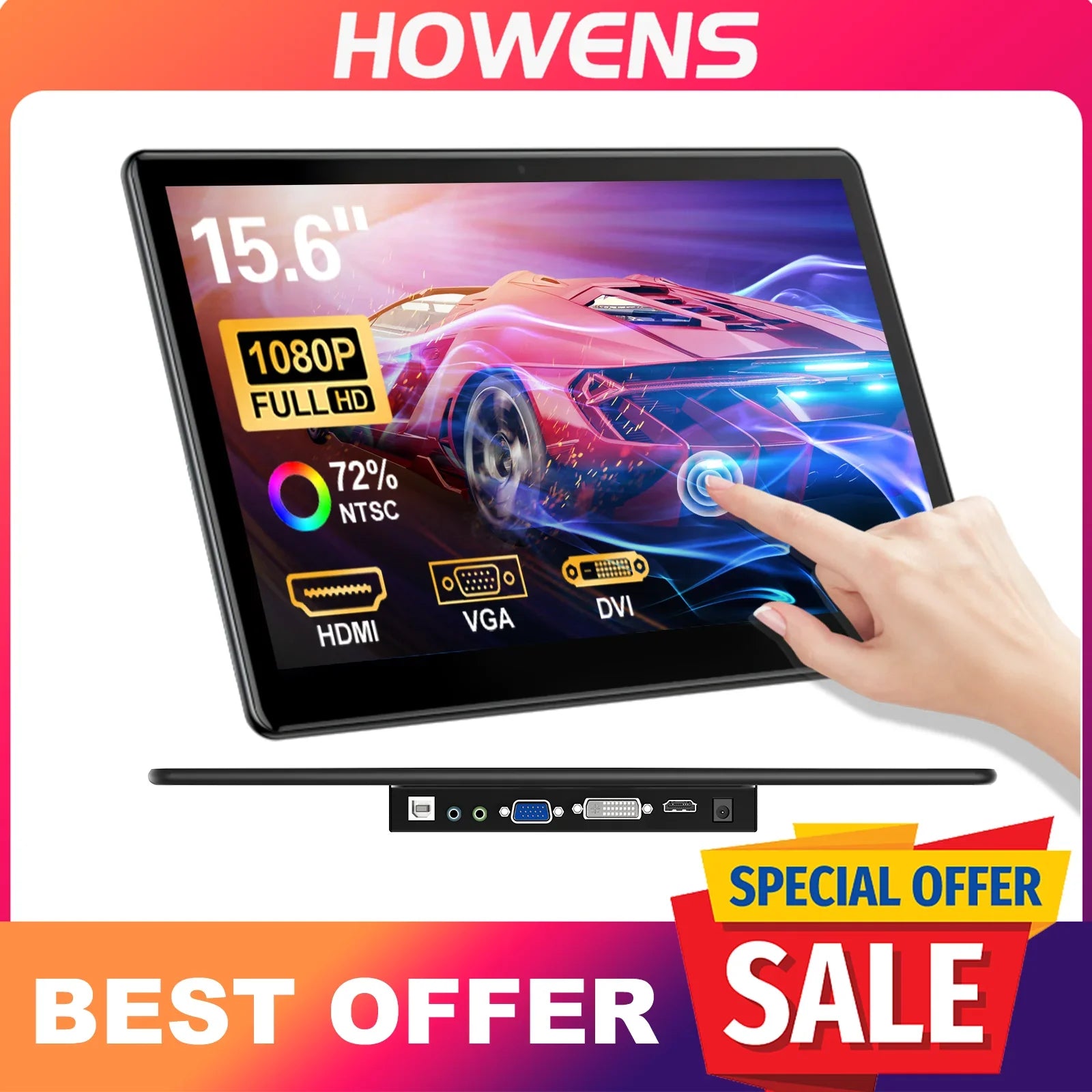 15.6” 1080p Touchscreen Display with USB and Audio