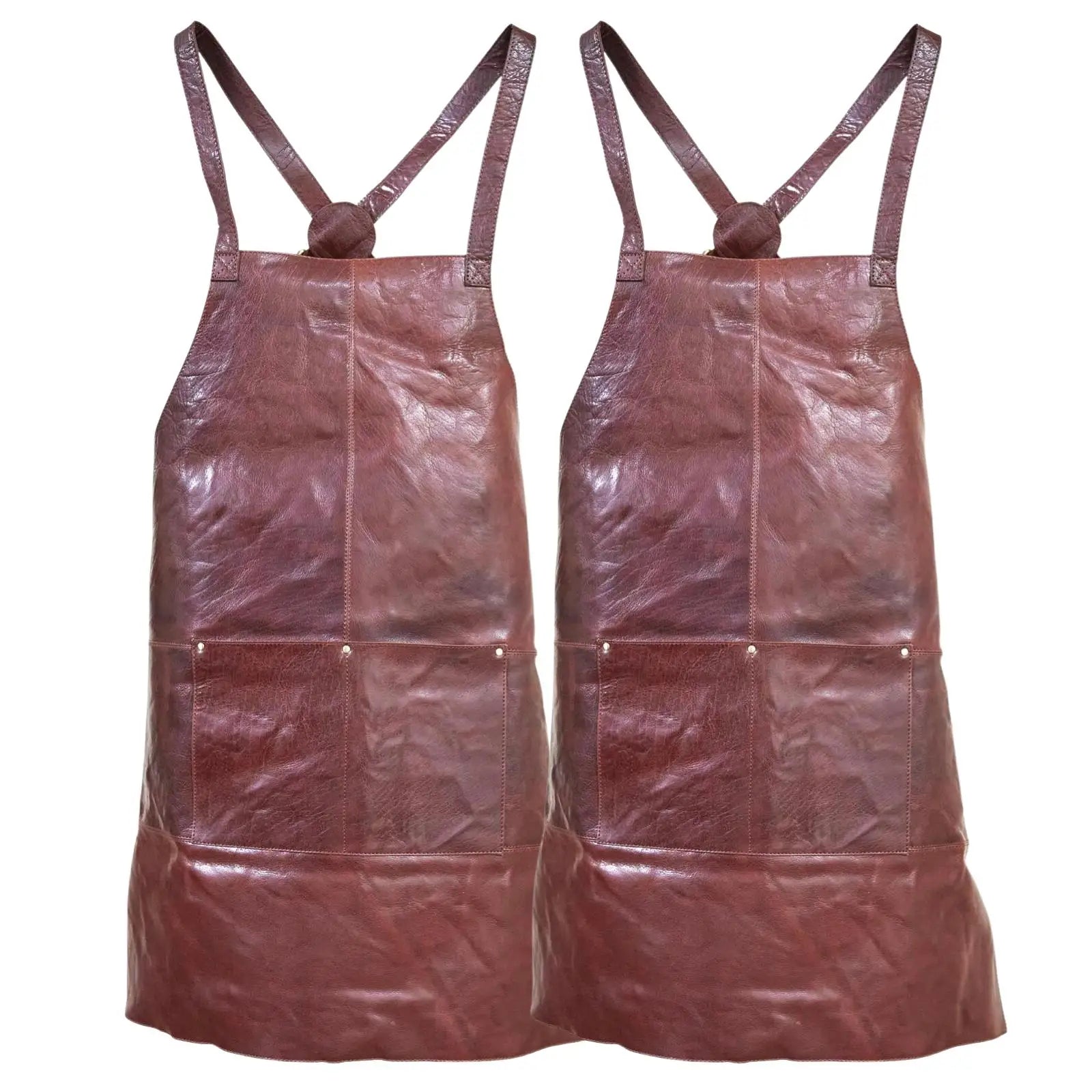 2-Pack Leather Aprons with Pockets