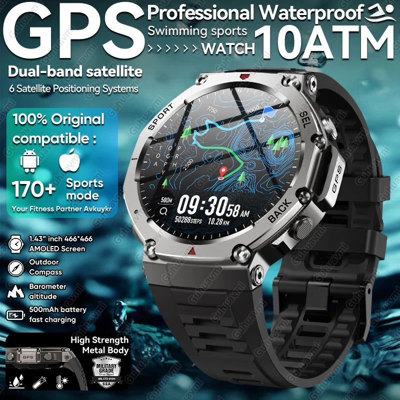 Outdoor Smartwatch with Heart Rate Monitor, AMOLED Screen and Long Battery Life