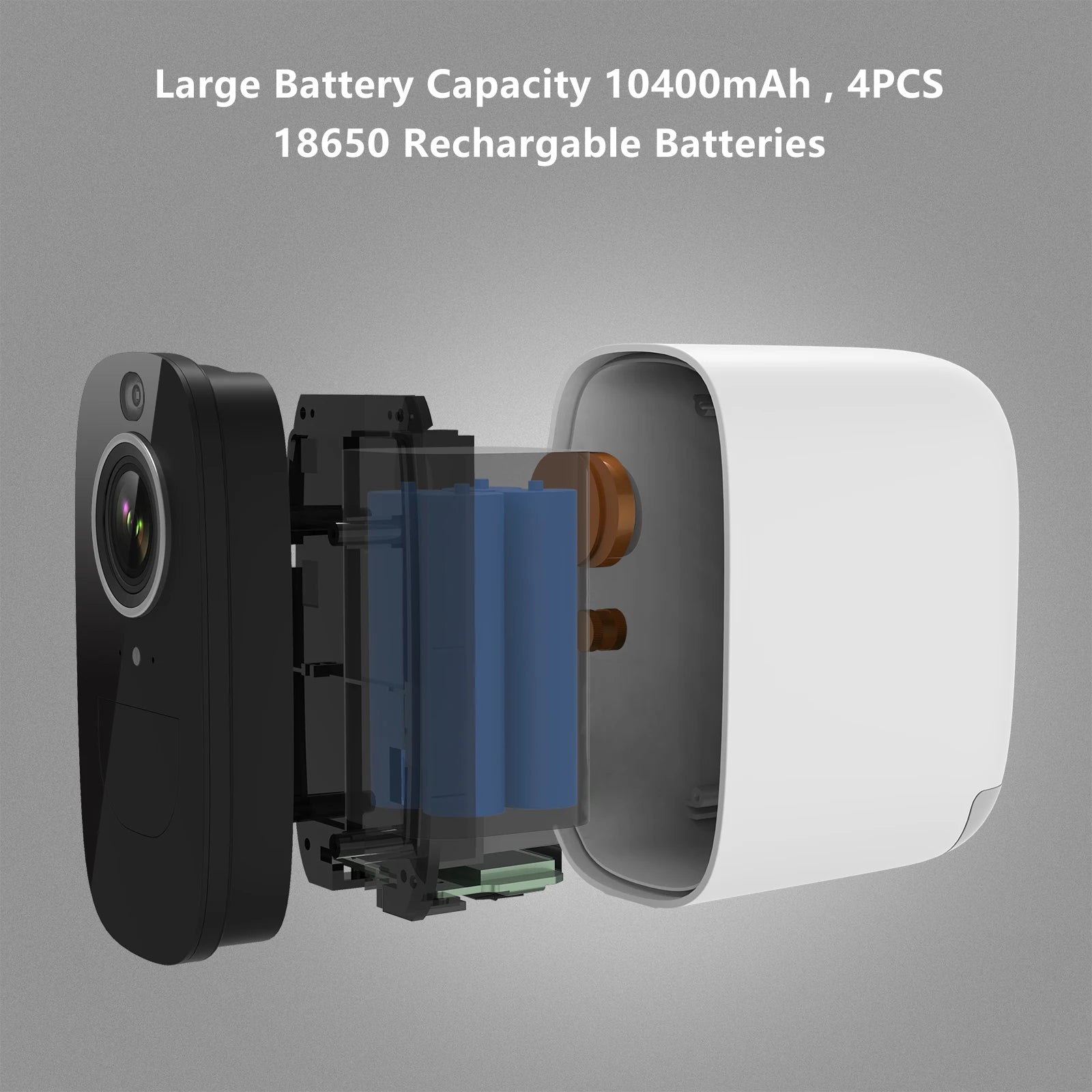 Portable 4MP 2K Indoor/Outdoor Wireless Camera Rechargeable Battery, Motion Alerts, Night Vision, IP65 Waterproof