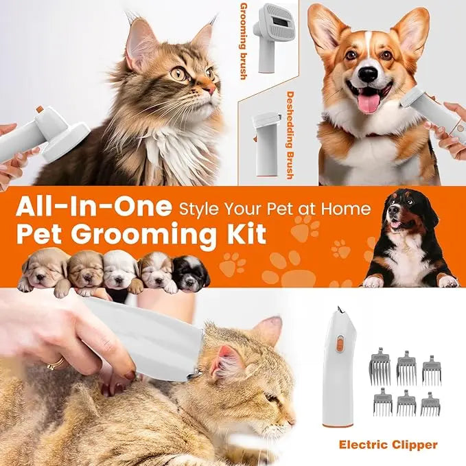 2L Pet Grooming Kit with Vacuum, Clippers & Brush