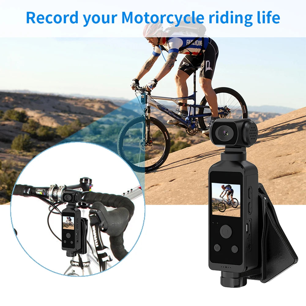 Rechargeable 4K Action Cam Compact Gimbal Recorder with WiFi, Mic, 270° Rotation Black