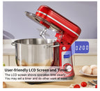 Red 1200W Kitchen Stand Mixer 6L, 6-Speed, Quiet Motor