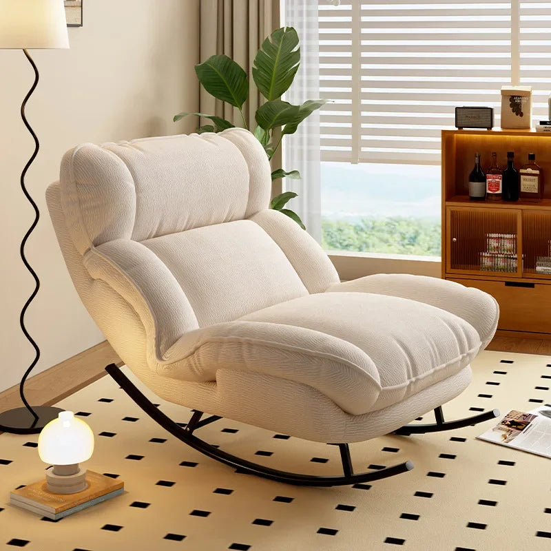 Portable Rocking Lounge Chair Modern Reclining Leisure Armchair for Living Room or Balcony