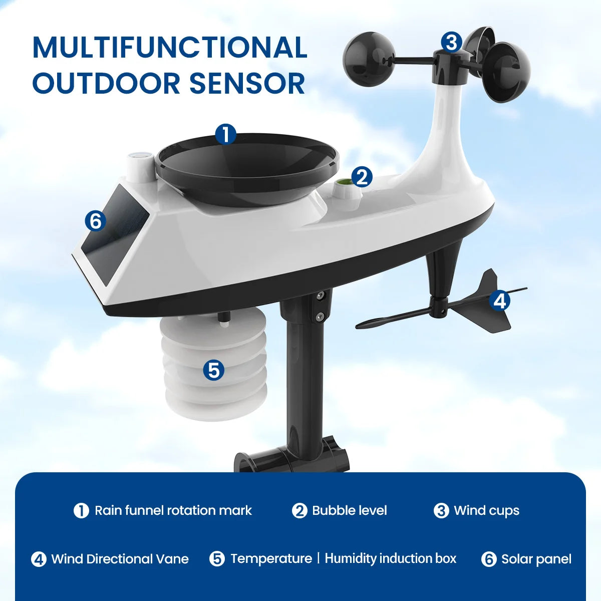 8-in-1 Multifunction Weather Station with Outdoor Sensor