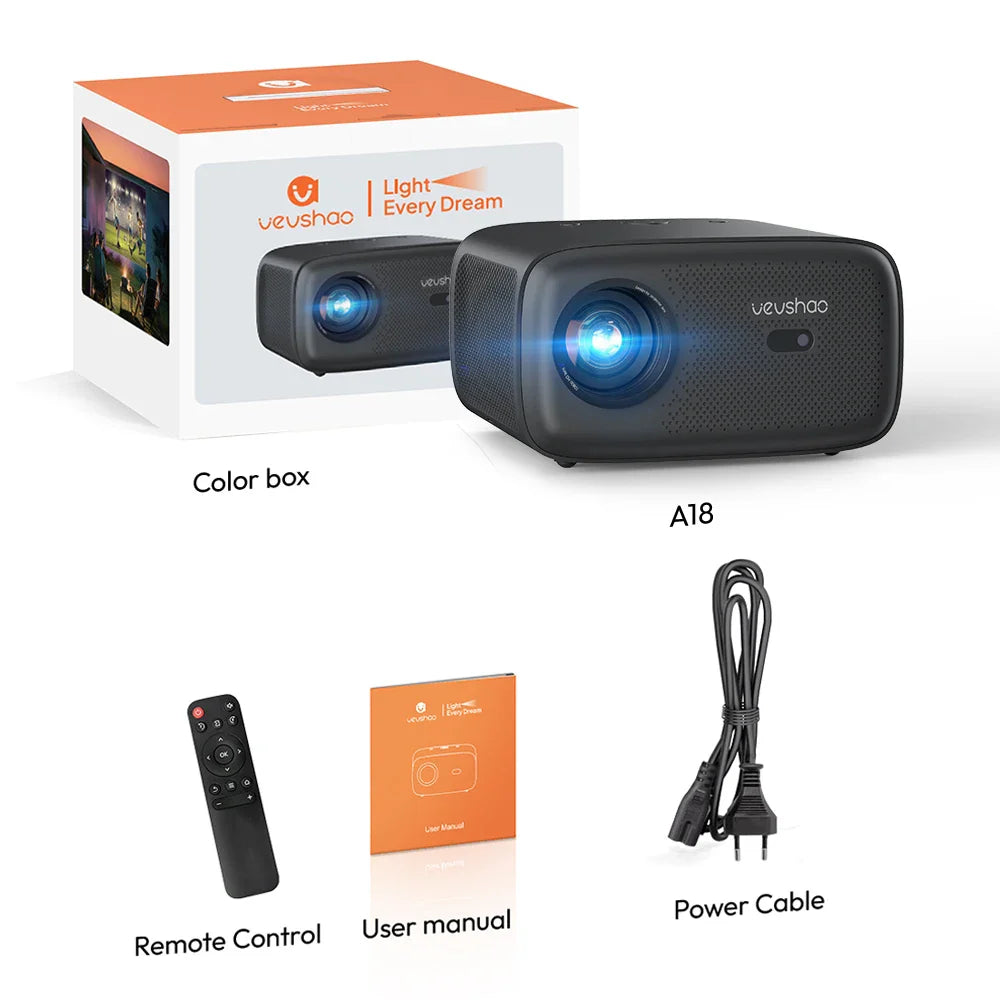 Mini Home Projector 1080p LCD, WiFi 6, Auto Keystone, 300" Display